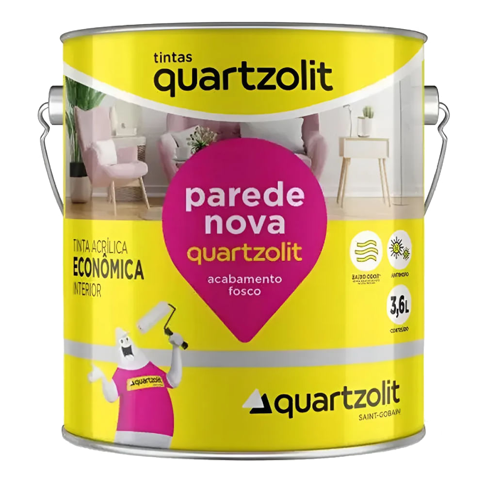 Tinta Parede Nova Econômica 3,6 Litros Branco Gelo - 0603.00043.0036GL - QUARTZOLIT